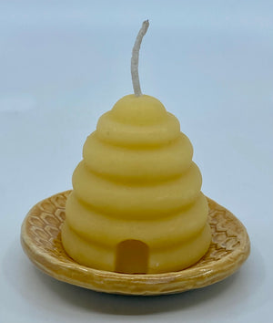 Honeycomb Ceramic Dish and Bee Skep Candle